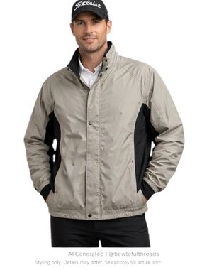 FootJoy Tech Windbreaker Jacket Gray Black Lightweight Gorpcore